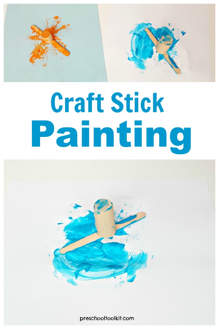 Craft stick painting process art activity for preschoolers
