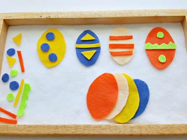 cut out felt egg shapes for a math activity