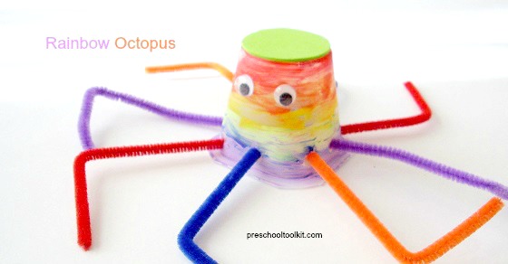 Rainbow octopus craft for kids
