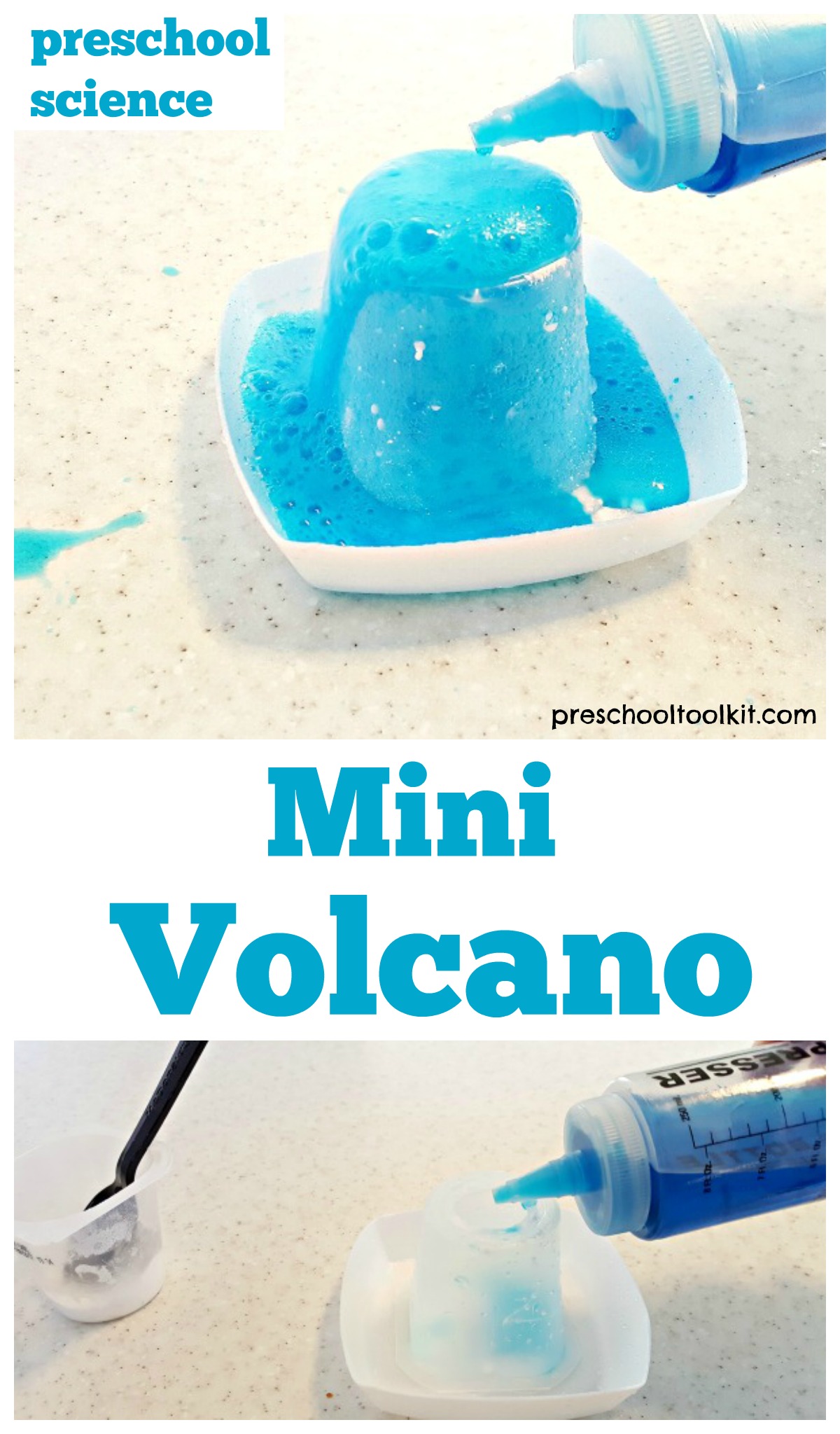 preschool science activity with baking soda and vinegar