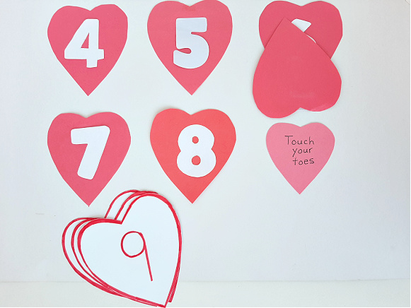 Play a Valentine game with counting and gross motor movements