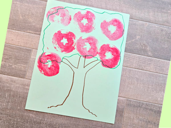 apples in a tree painted picture