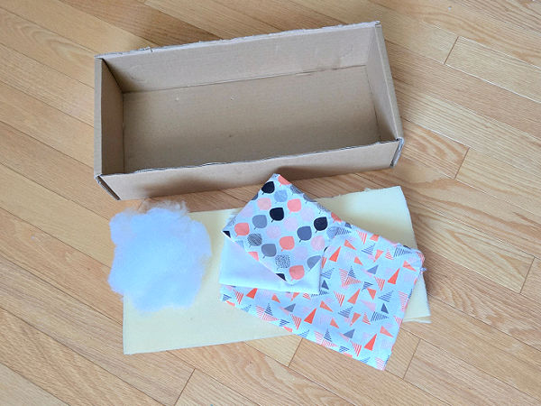 cardboard box, foam mattress, cotton cover, for doll bed