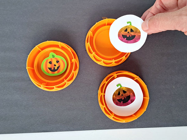 jar lid preschool memory game fall theme