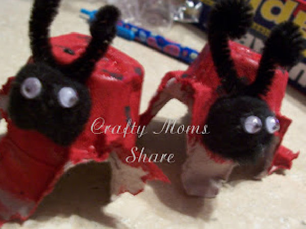 ladybug craft with recycled egg carton