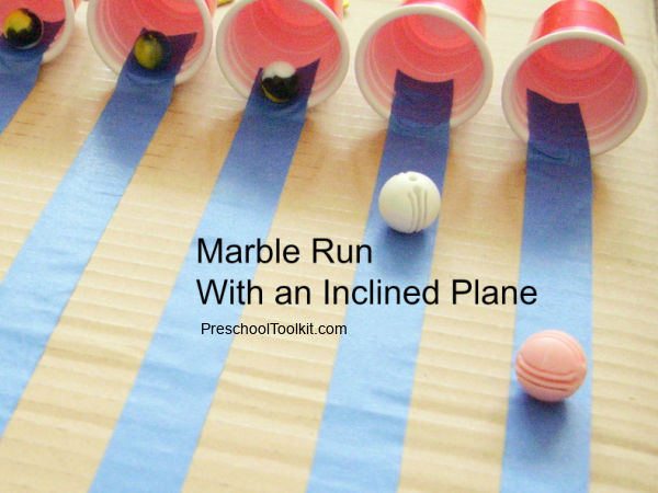 inclined plane marble run kids science activity