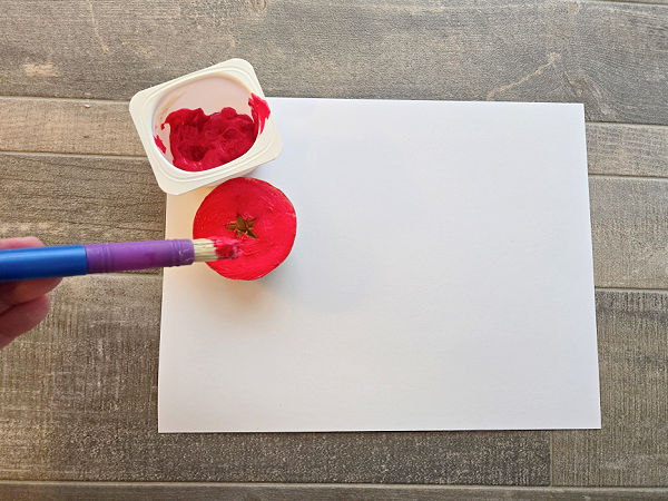 paint apples to make paint stamps
