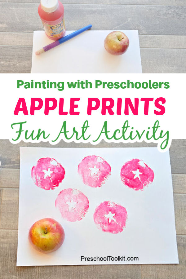 painting activity with apple paint stamps