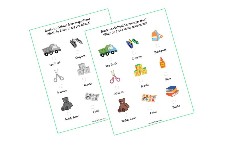 first day of preschool printable activity