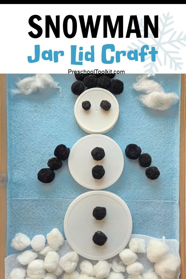 snowman winter craft with jar lids