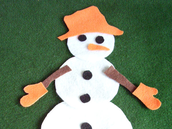 snowman with hat and mittens for the felt board