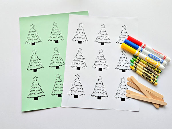 printable trees and game board for preschool Christmas activity