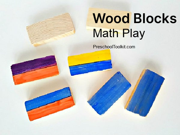 preschool math with wooden blocks