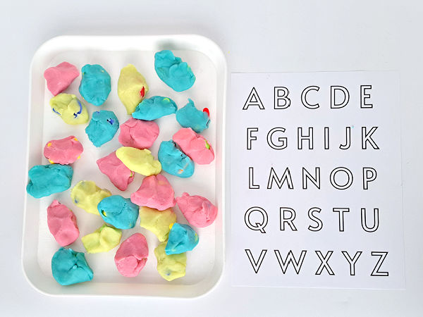 kids literacy activities with playdough