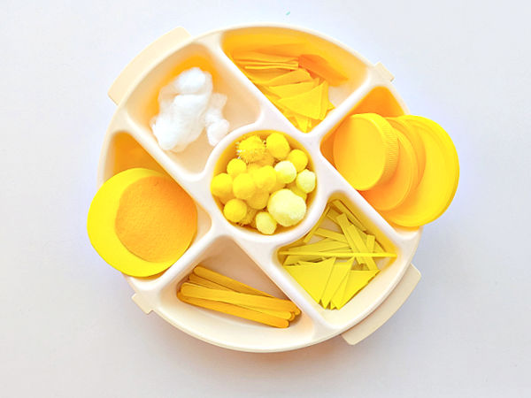 summer sun STEM activity with yellow craft items